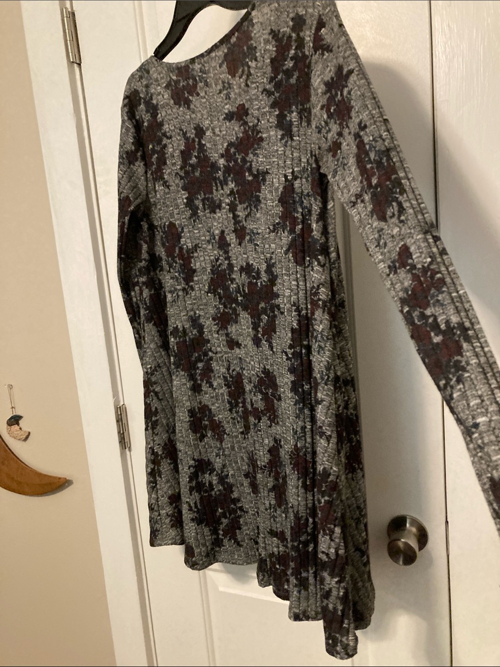love, Fire Gray Long-Sleeve Floral Swing Dress with Brown Accents - Picture 4 of 5